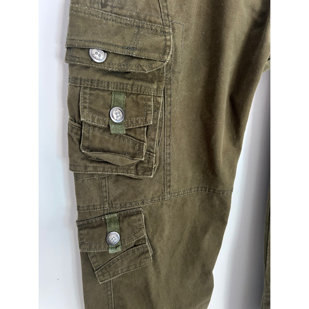 Olive Green Cargo Pants Multi Pocket Utility Streetwear Gorpcore Trousers Sx 34 - Picture 3 of 13